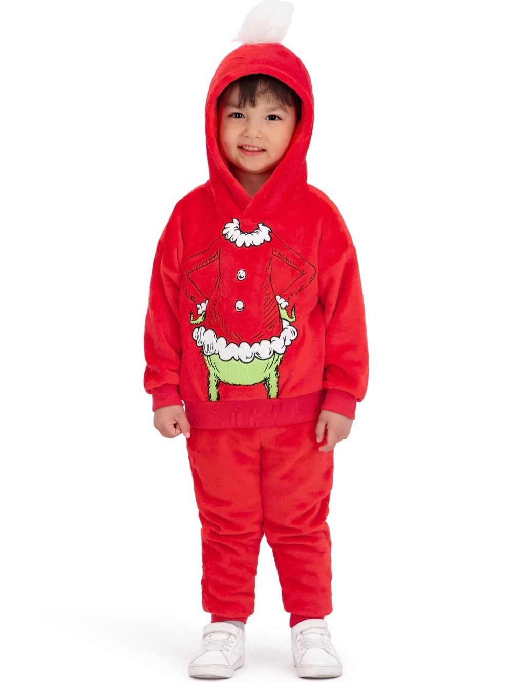 Kids' Holiday Grinch-Inspired Red Hoodie & Pants Set